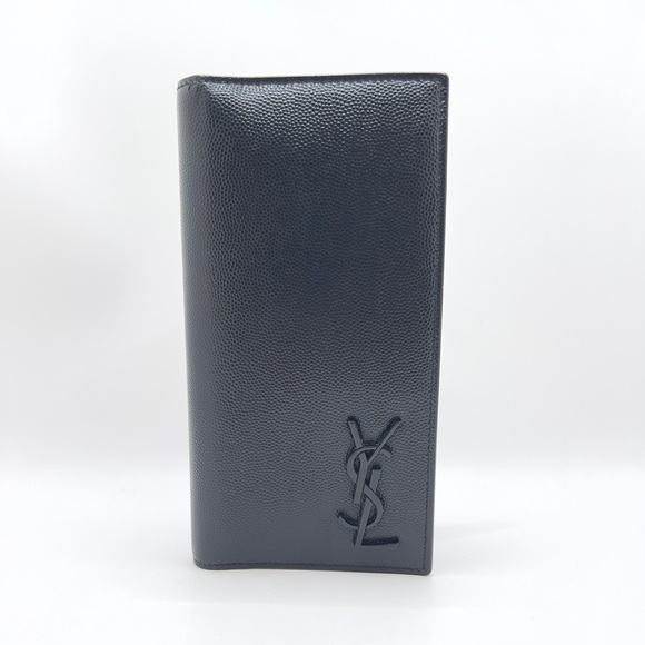 Authentic YSL Saint Laurent Cassandra Leather Long Bifold Wallet Black on Black - Picture 12 of 12